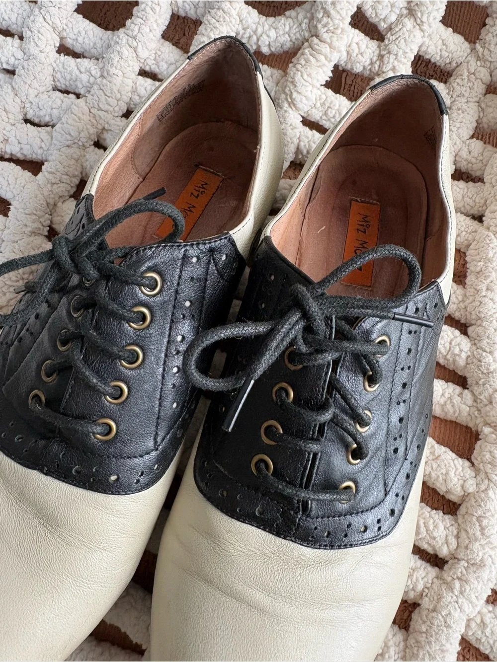Black and White Saddle Oxfords - Two Tone Lace-Up Shoes